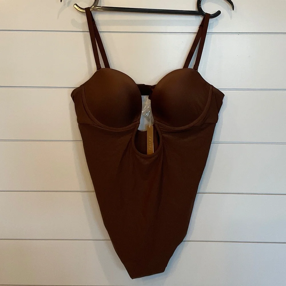 SKIMS Brown Sculpting One-Piece Bodysuit